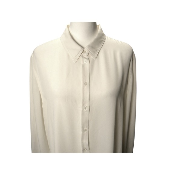 Banana Republic Dillon Classic Fit Women's‎ Sheer Cream Long Sleeve Blouse XL - Picture 2 of 7